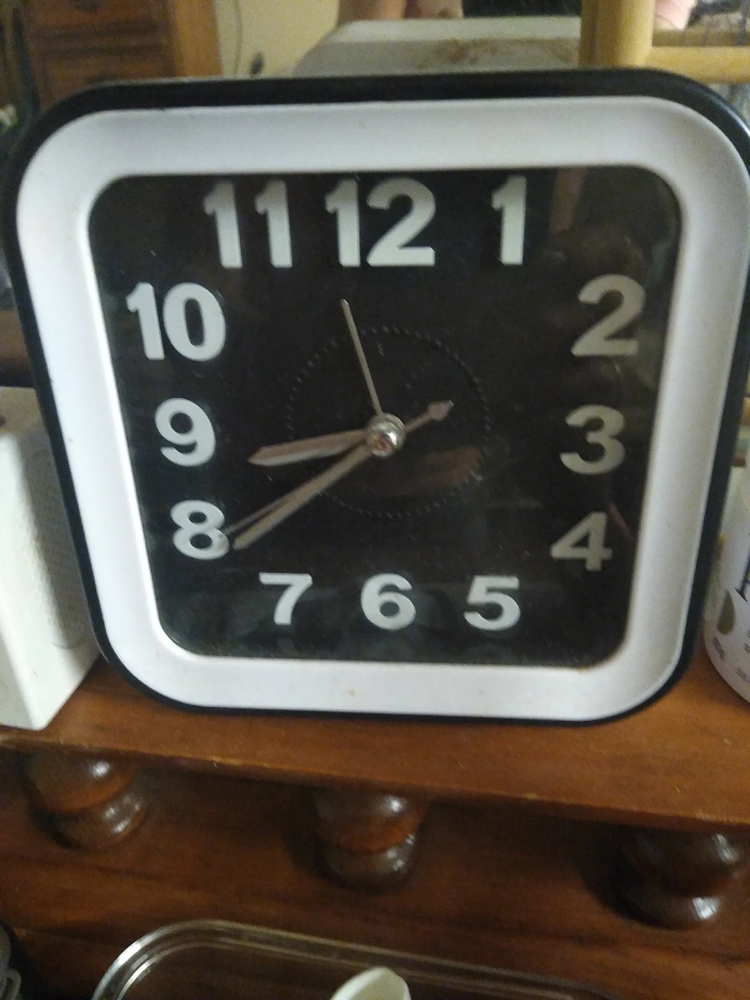 6-in black and white alarm clock