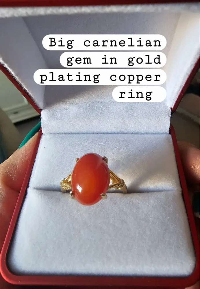 Carnelian Gem in Gold Plated Copper Ring