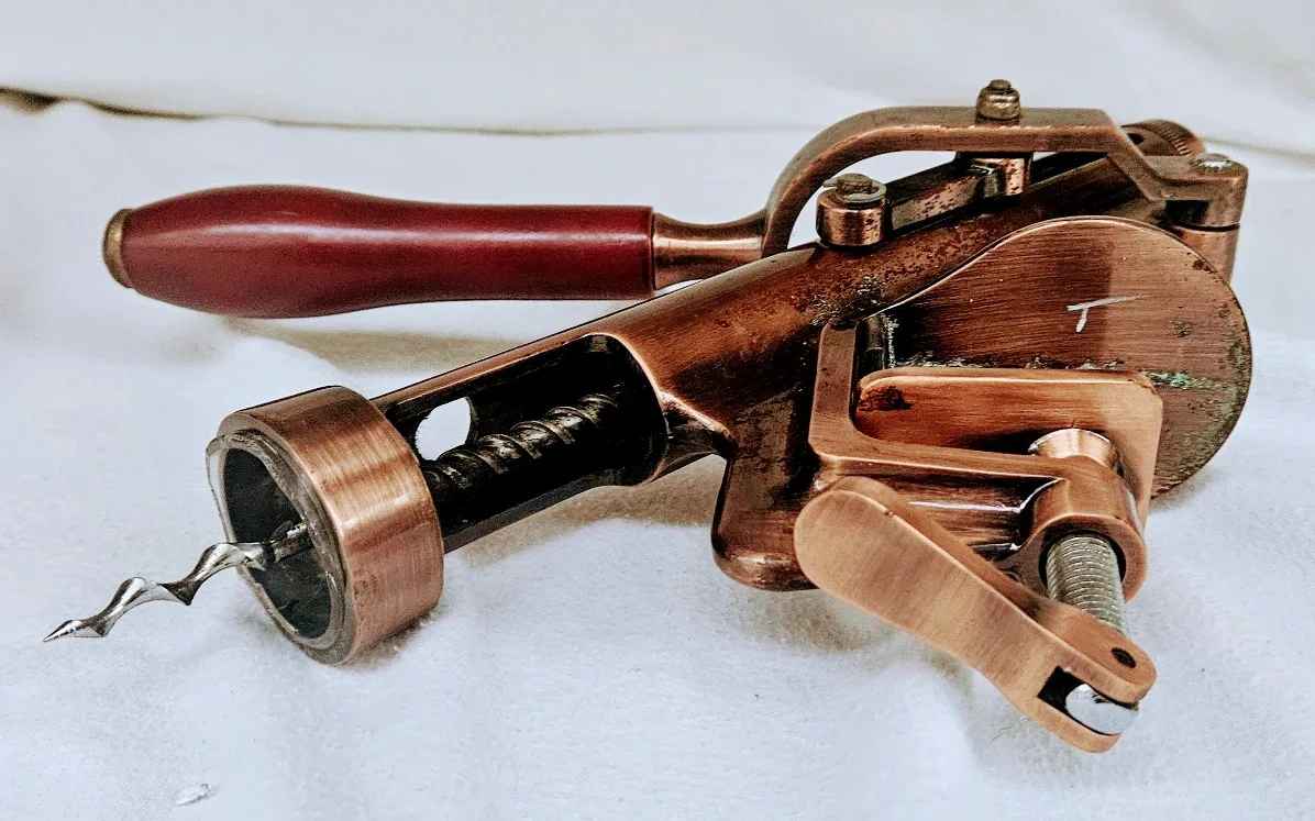 Vintage RAPID Brass Shelf Table Mounted Corkscrew Wine Opener image indicator(4)