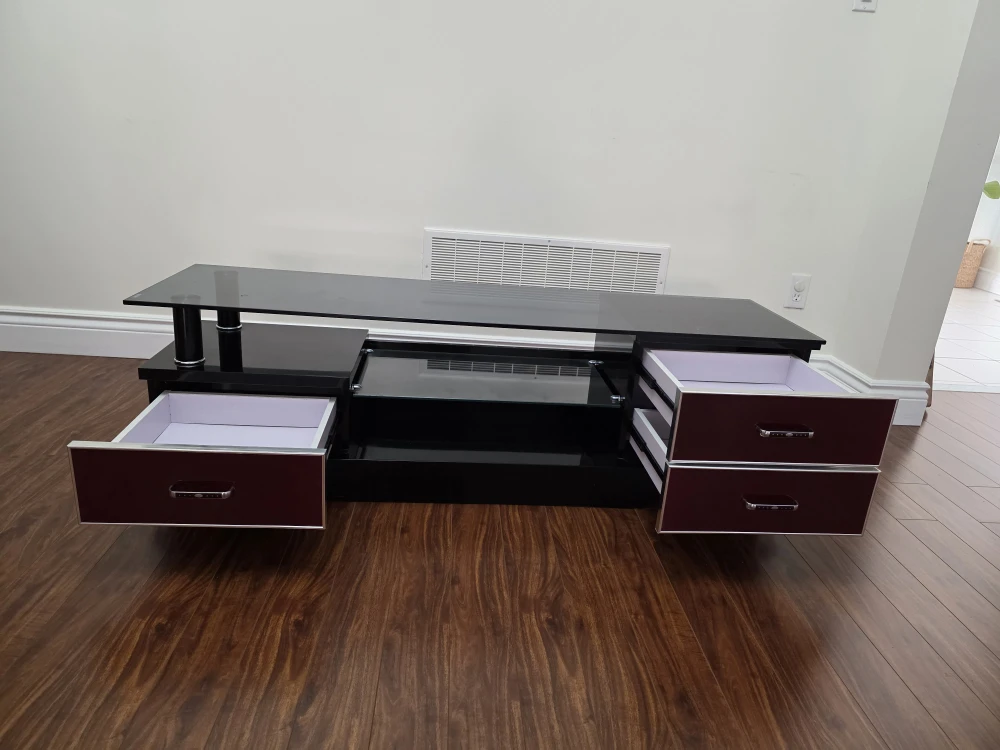 Black & Burgundy TV Stand with Drawers - photo 2