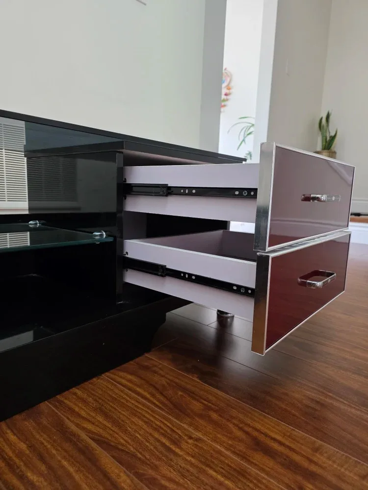 Black & Burgundy TV Stand with Drawers image indicator(3)