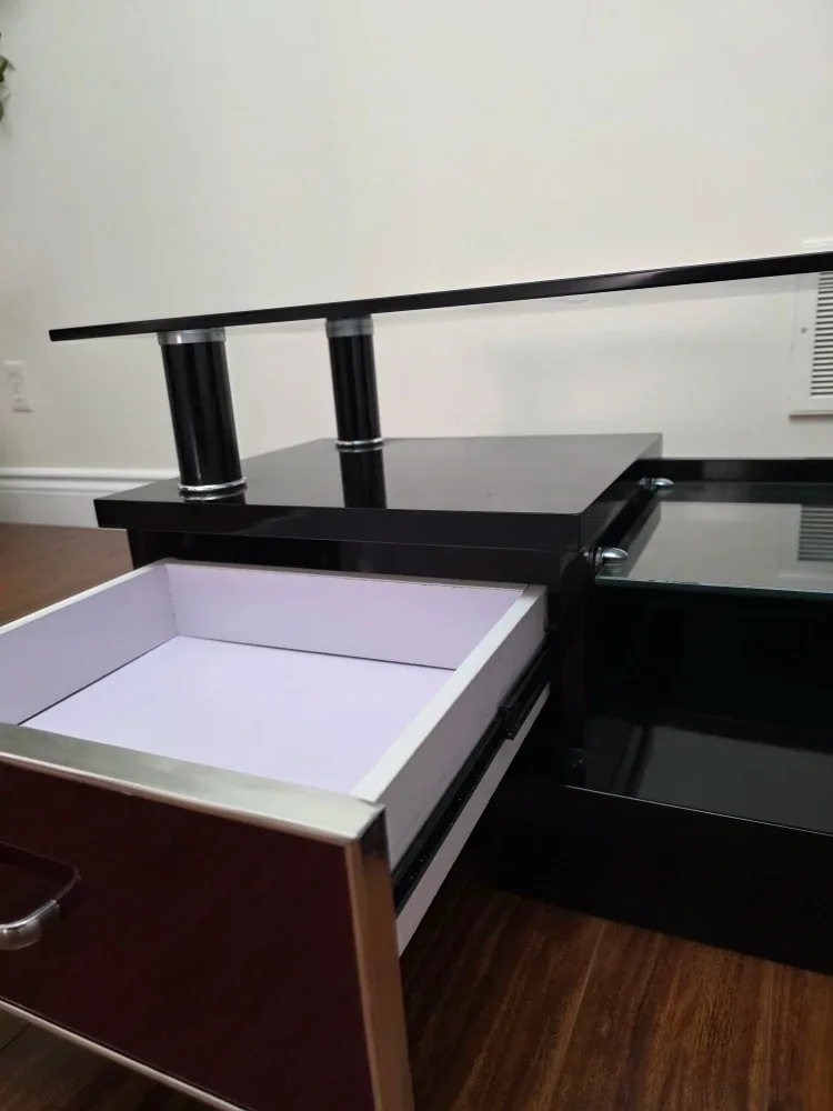 Black & Burgundy TV Stand with Drawers image indicator(4)