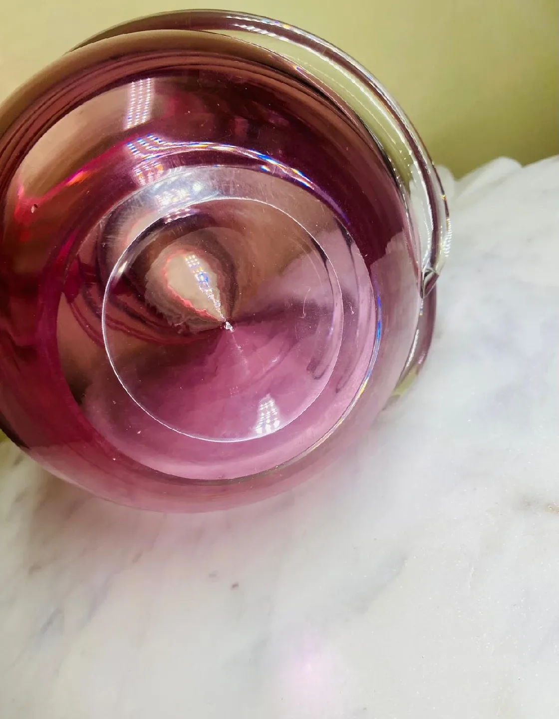 Pink Glass Vase with Clear Swirl Design image indicator(5)