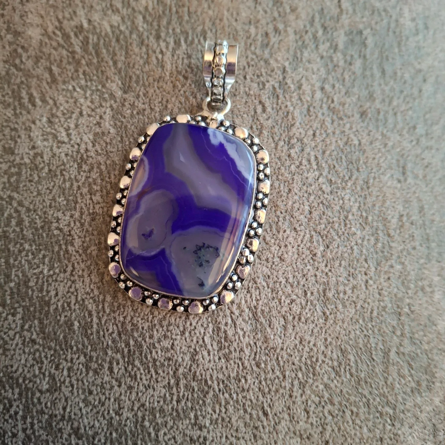Sterling Silver & Purple Agate Pendant thumbnail