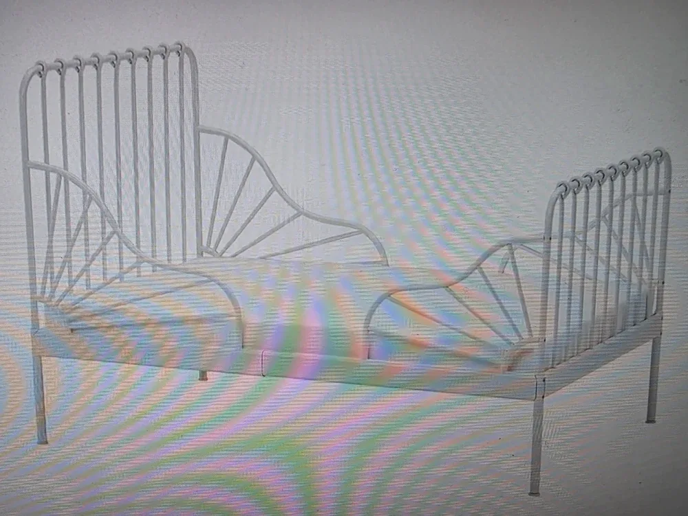 Ikea Minnen white twin extenable bed frame with mattress