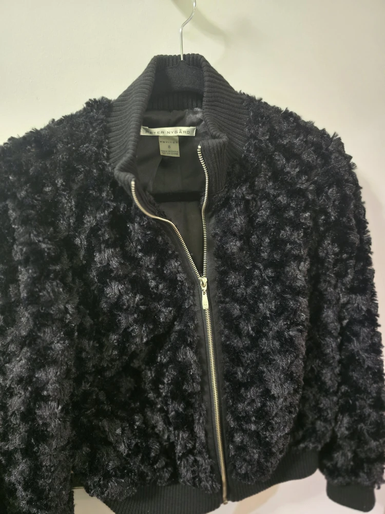 Peter Nygard Black Fuzzy Bomber Jacket - Size 8 - photo 5