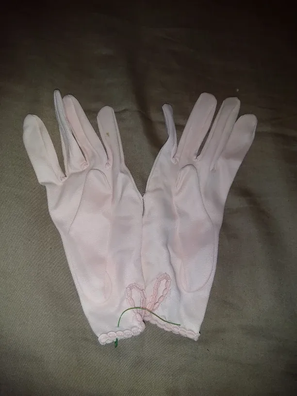 Pink Gloves with Beaded Detail