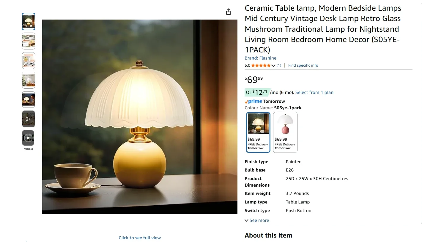 Ceramic Table Lamp BNIB image indicator(2)