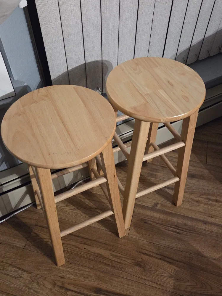 2 Wooden Bar Stools for $40