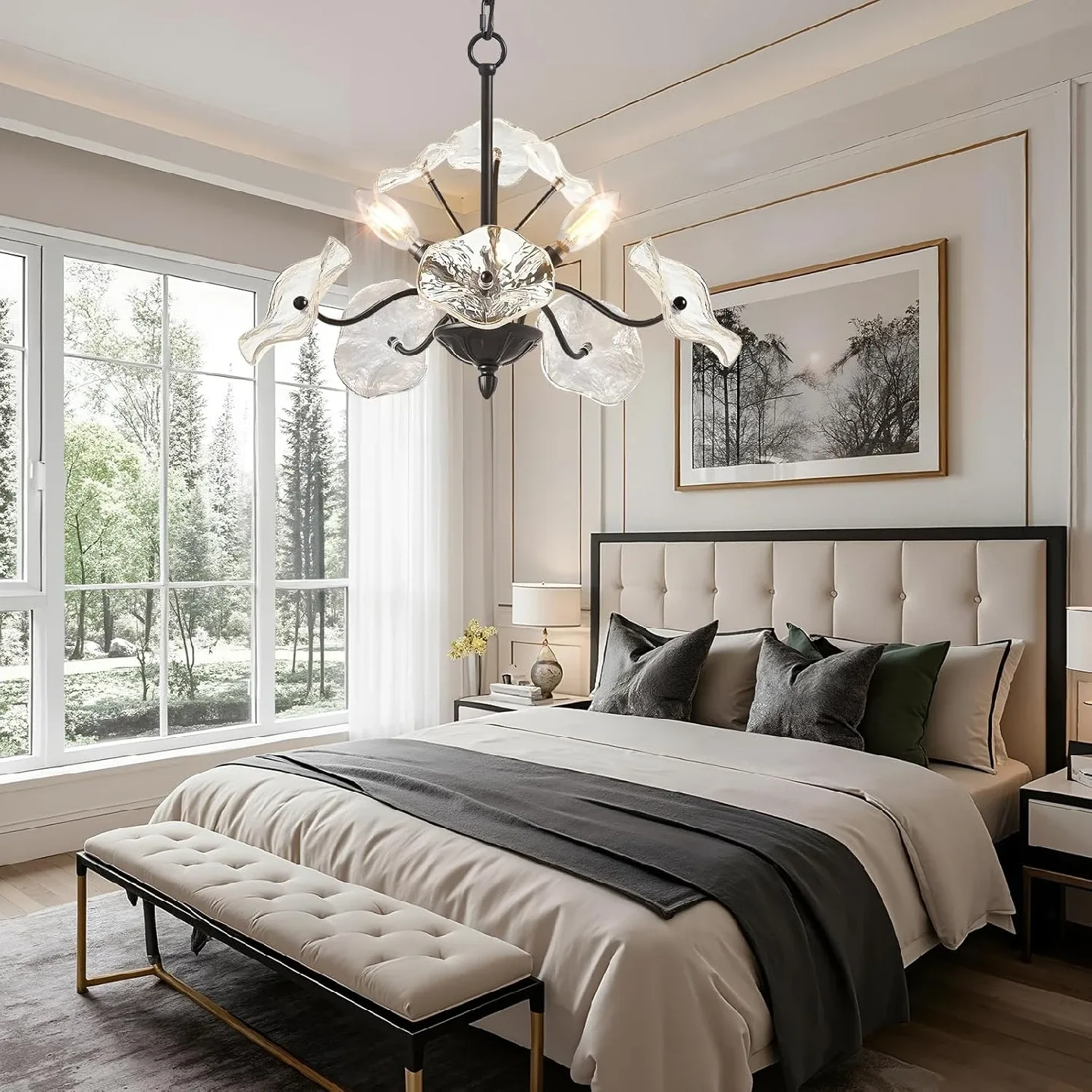 Vintage Flower Glass Pendant Light Fixture BNIB image indicator(3)