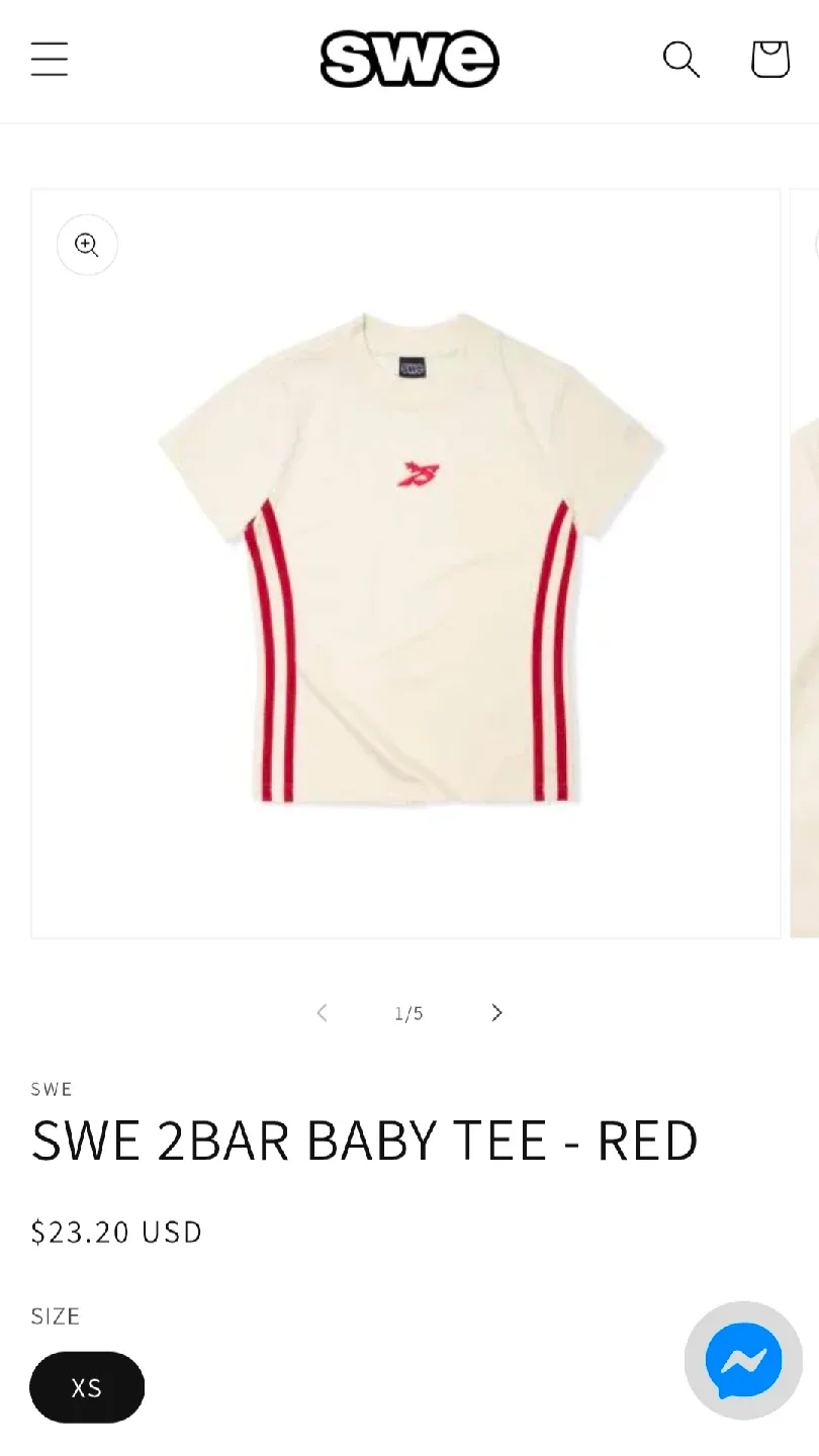 SWE 2BAR Baby Tee - Red, Size XS image indicator(3)