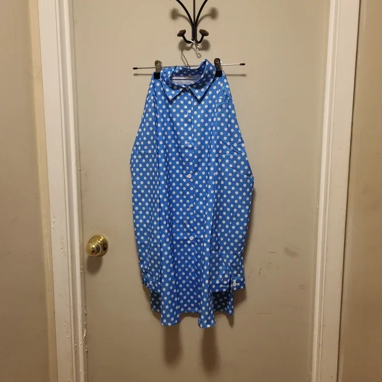 Blue & White Polka Dot Button-Up Shirt - Size S