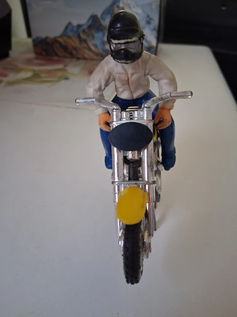 Vintage rider on Turb-O-Duster motorcycle with a stand - photo 2