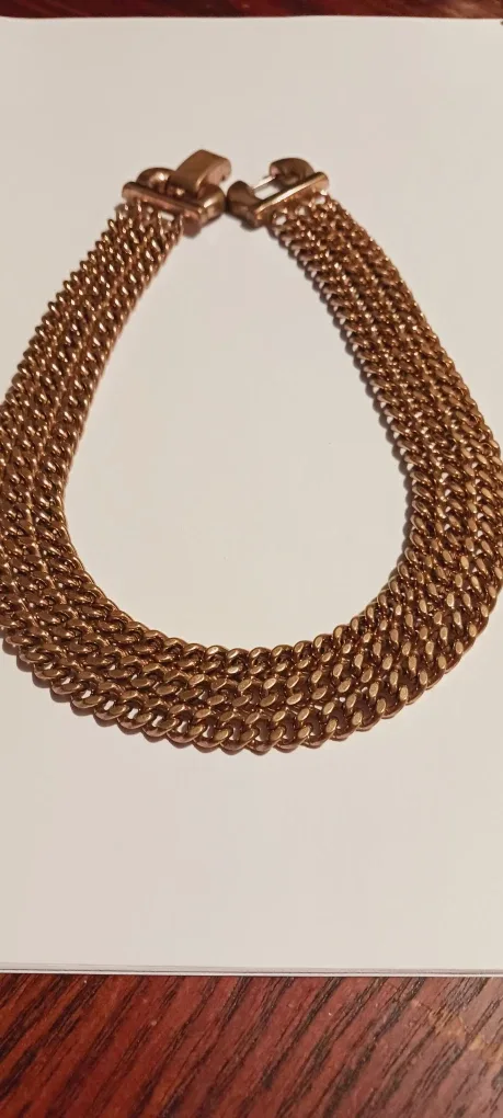 Bergé Designer Signed 1940s  Retro Modern Gold Plated Necklace image indicator(2)