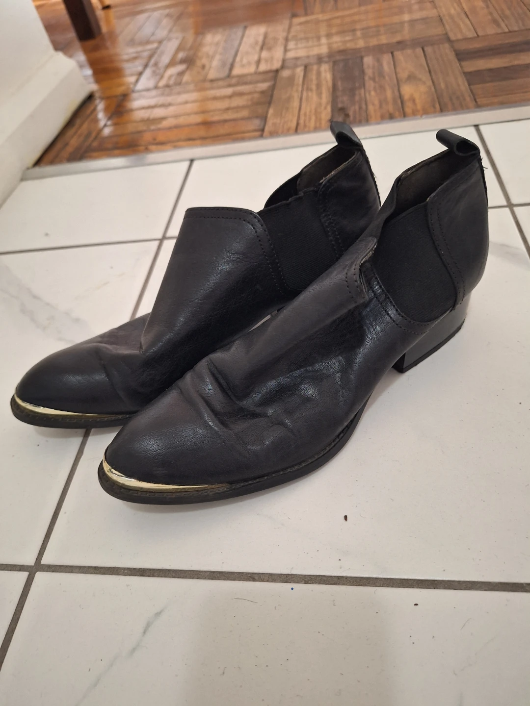 Black Leather Ankle Boots