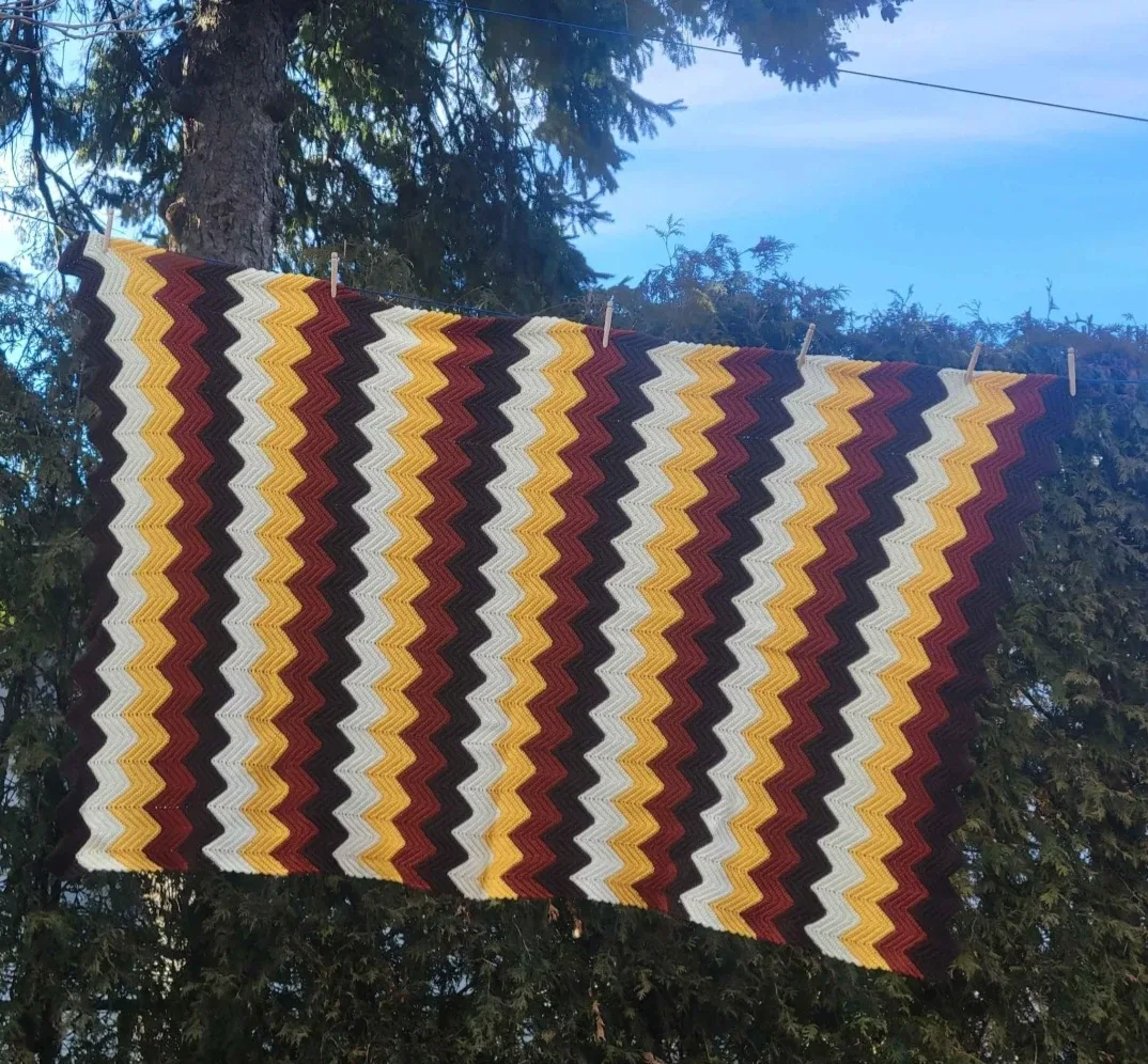 Afghan Chevron Knit Blanket.Crochet Bedspread. Couch Covers image indicator(2)