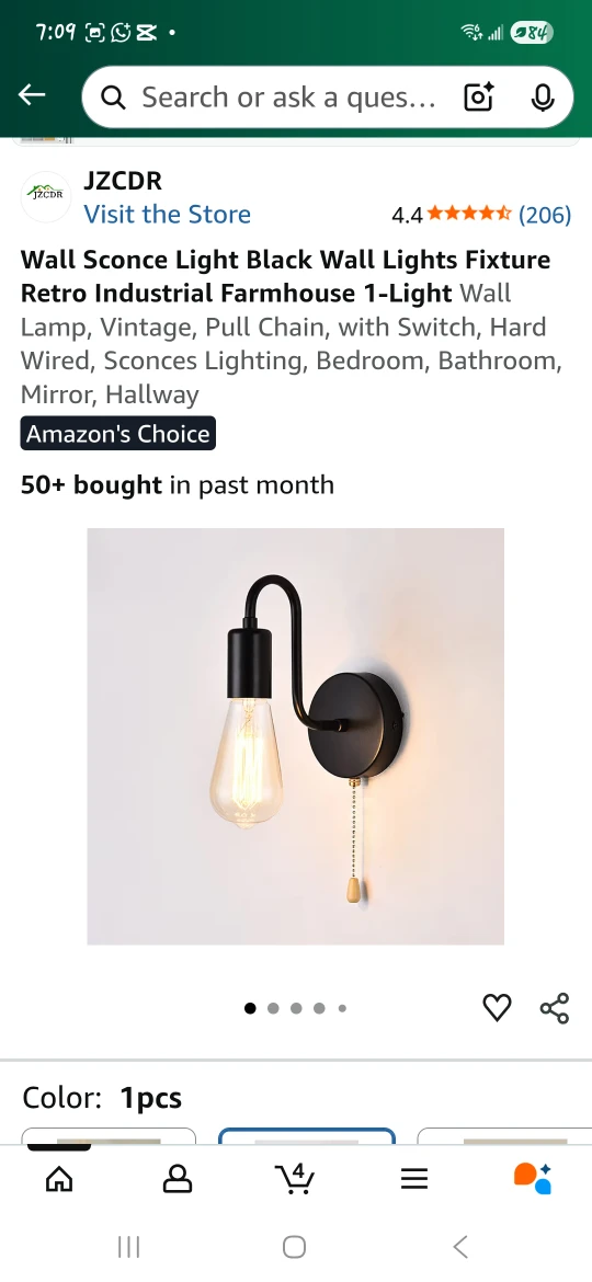 JZCDR Black Wall Sconce Light - New in Box!
