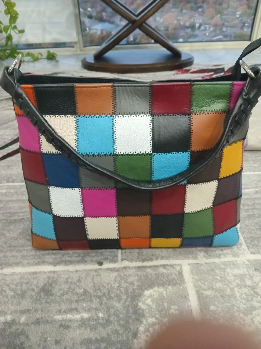 leather patchwork tote bag
