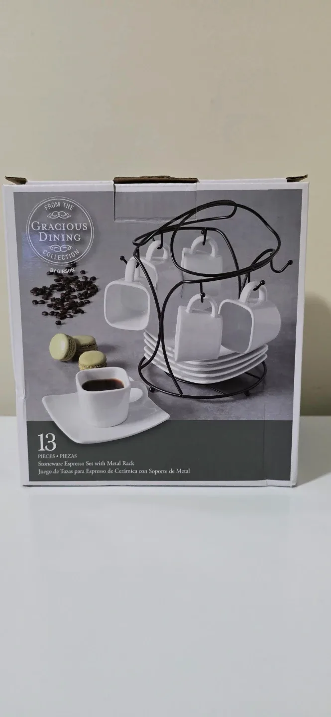 Gibson Gracious Dining Espresso Set with Metal Rack