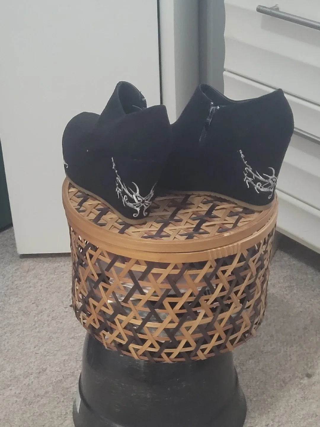 Black Wedge Heel Booties