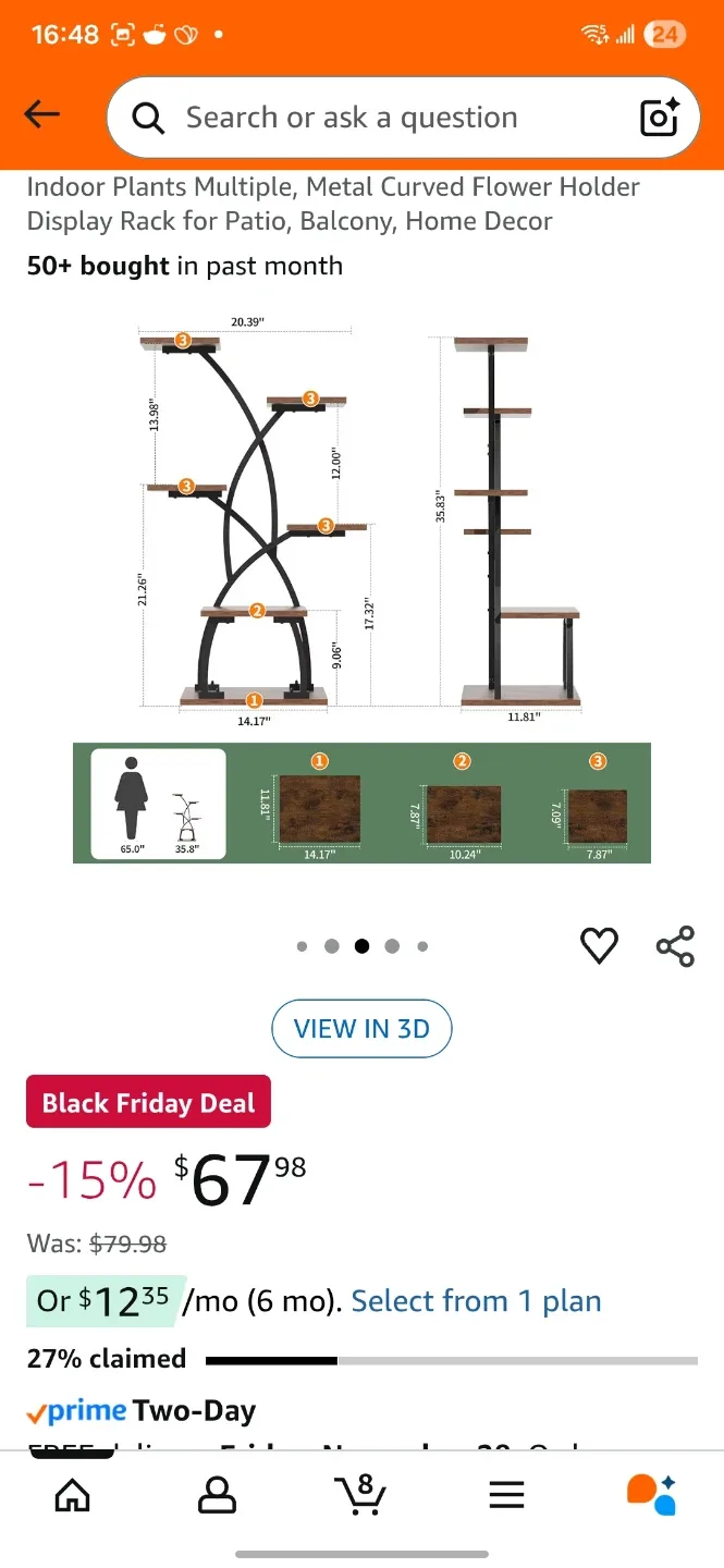 JUSTOG Plant Stand - 6 Tiered Shelf image indicator(3)