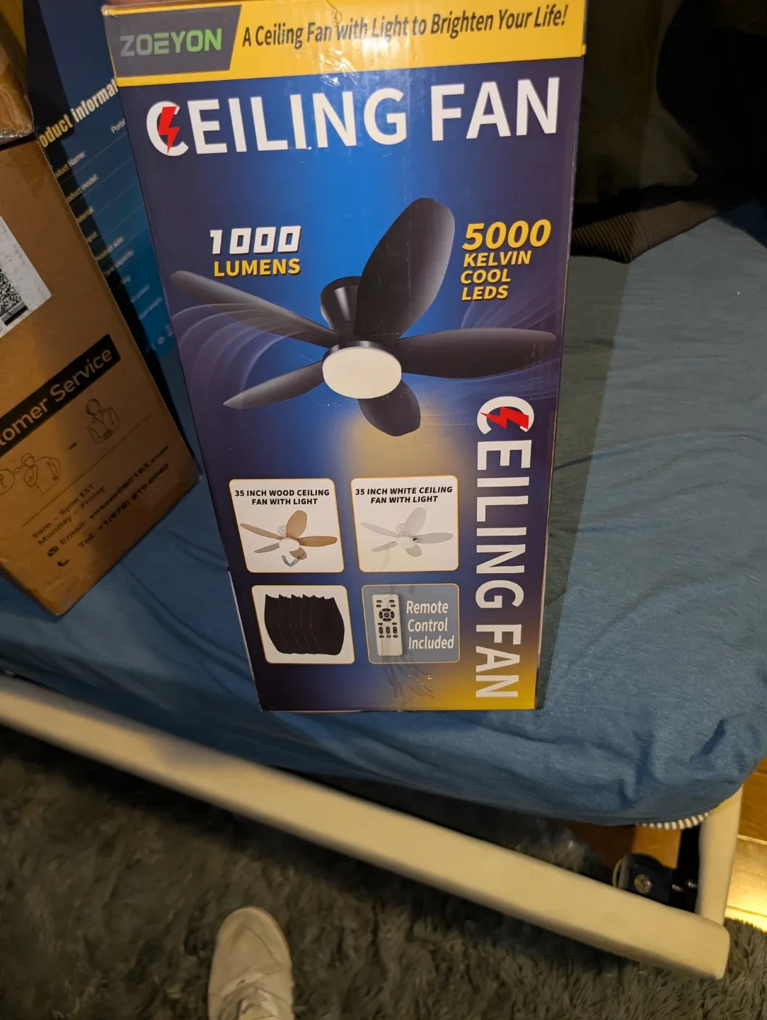 ZOEYON 35 Inch Ceiling Fan with Light - New in Box! image indicator(2)