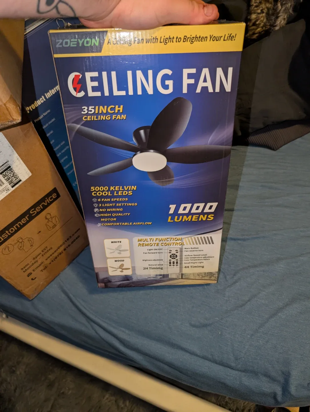 ZOEYON 35 Inch Ceiling Fan with Light - New in Box! image indicator(3)