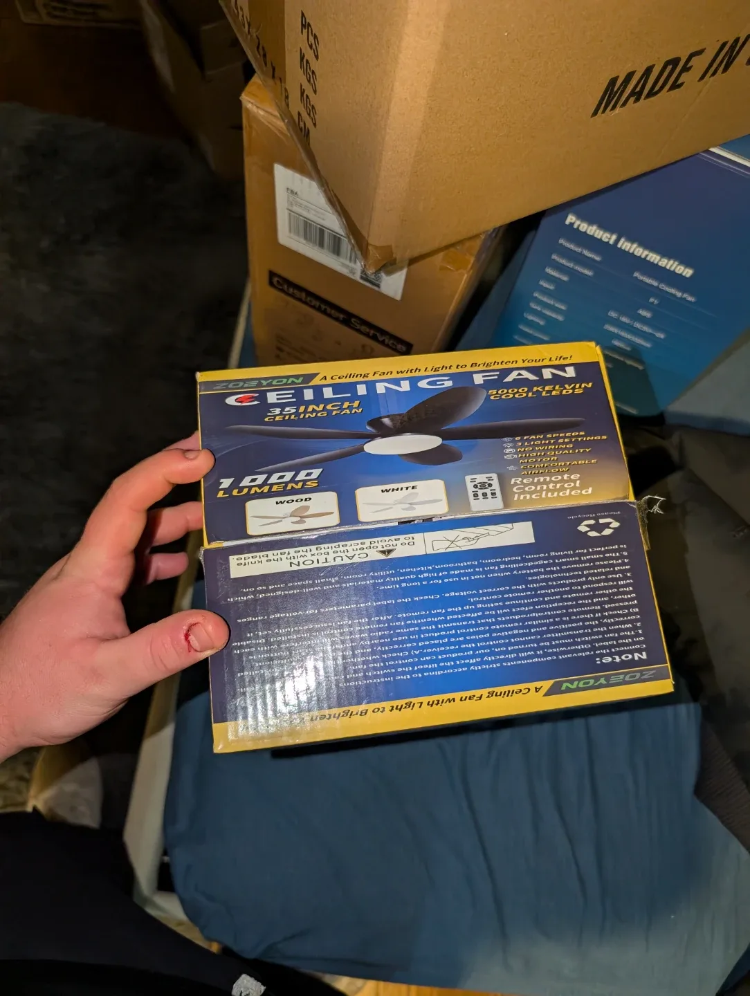 ZOEYON 35 Inch Ceiling Fan with Light - New in Box! image indicator(5)