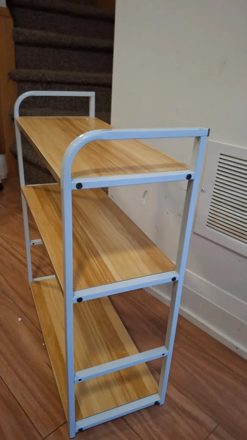 3-Tier Shelf - Wood & White Metal Frame (8x19.5" h:22) image indicator(2)