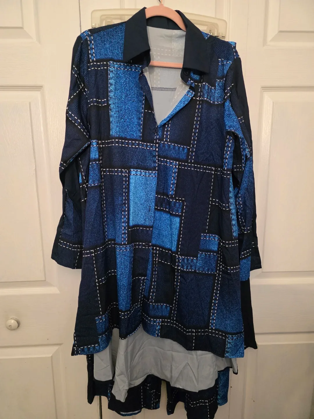 🥕Blue Patchwork Outfit