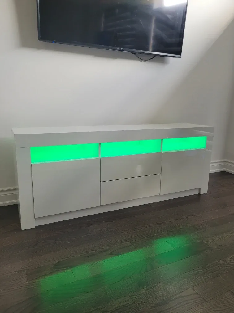 White LED TV Stand