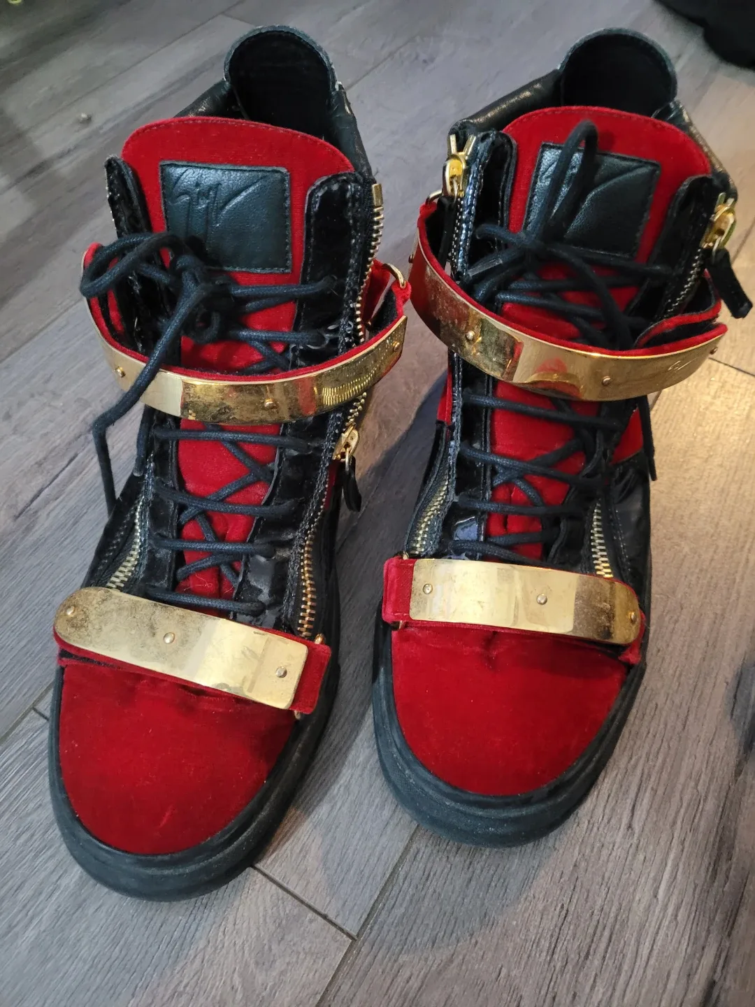 Giuseppe Zanotti Red & Black High-Top Sneakers image indicator(4)