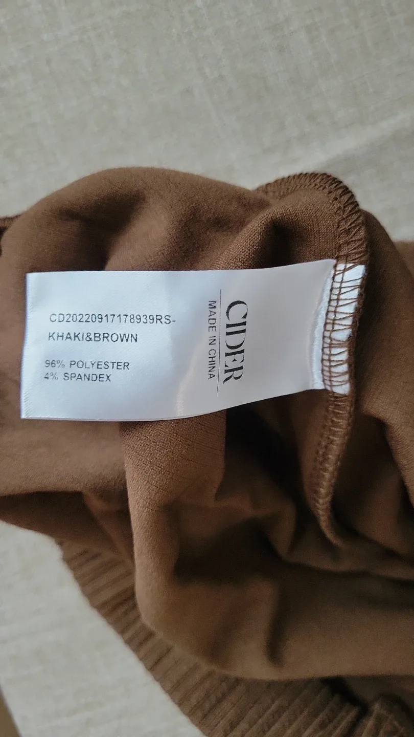 Cider Khaki & Brown Knit Wide Leg Pants image indicator(2)