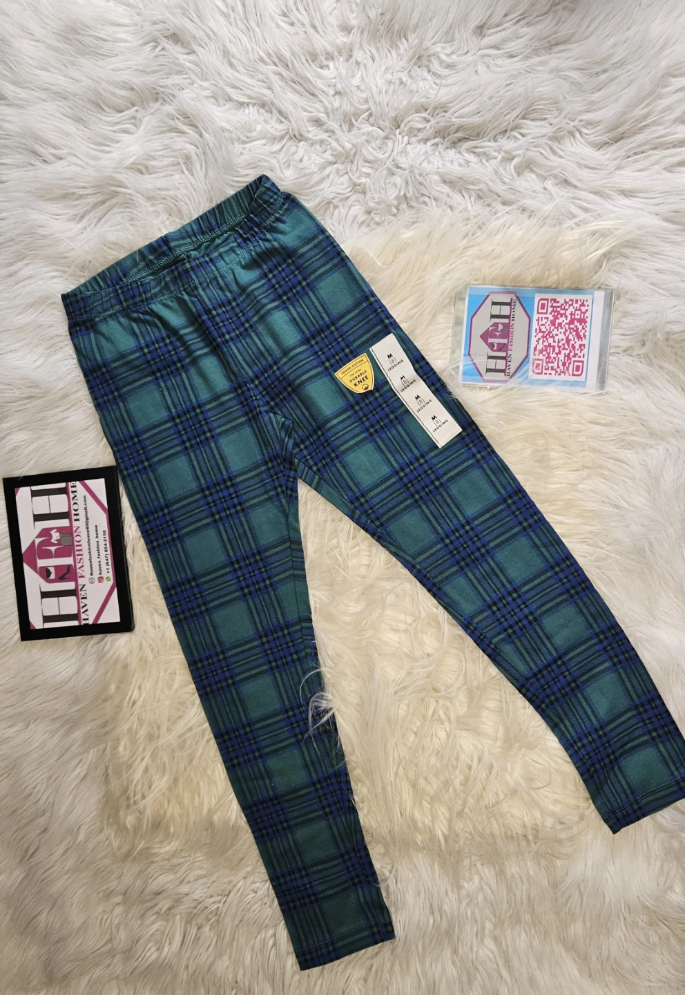Girls' Plaid Leggings - Size M