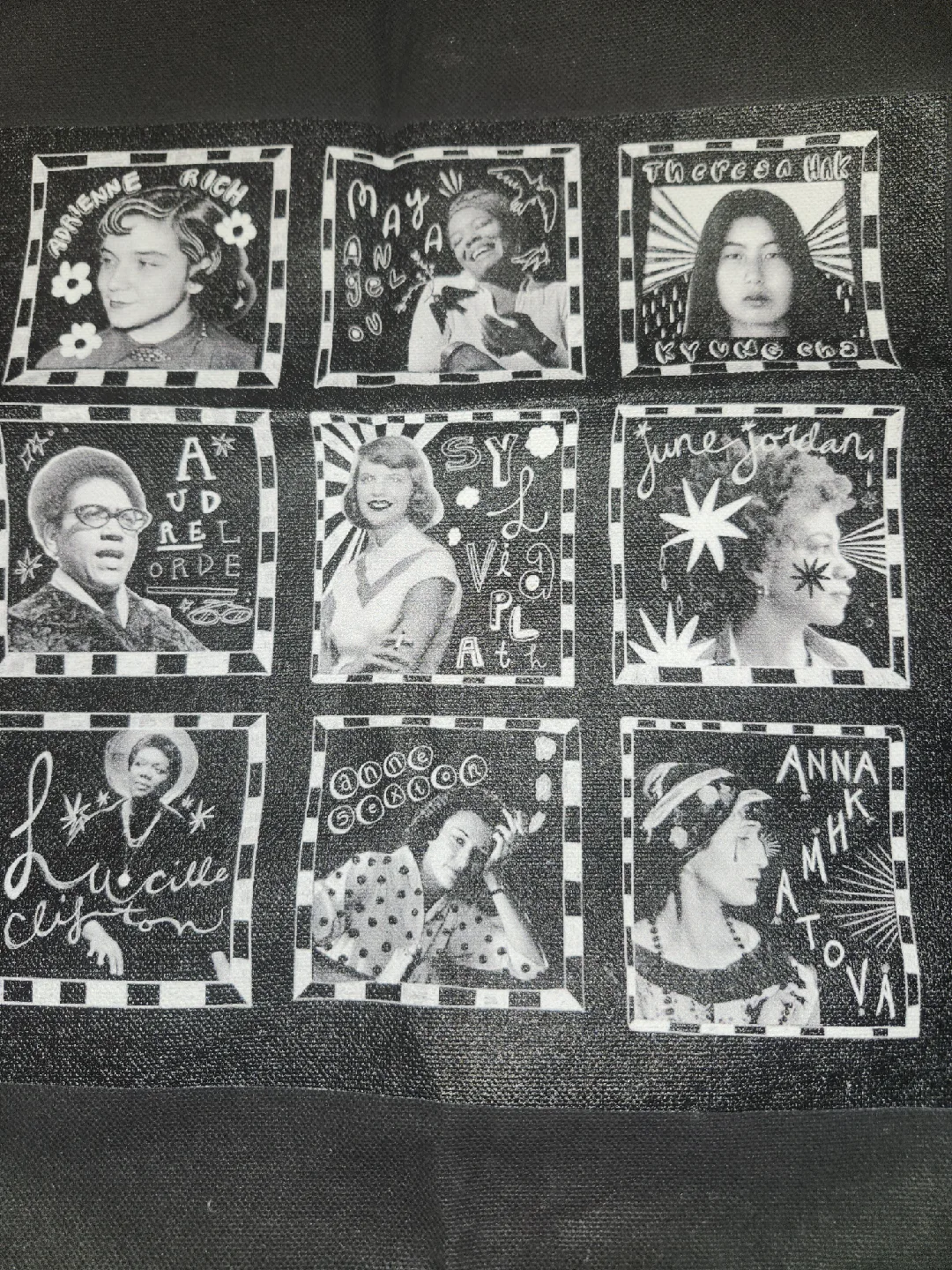 Black Tote Bag with Women's Portraits image indicator(2)