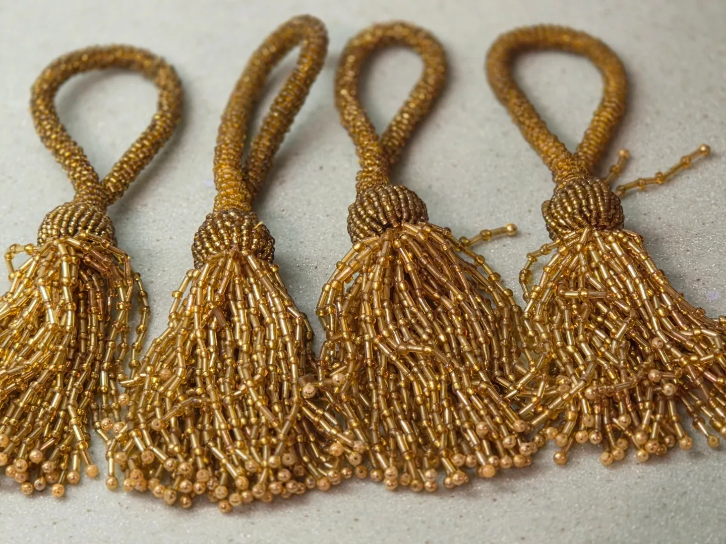 Gold Beaded Tassels - Set of 8