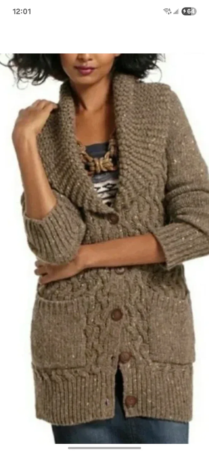 Anthropologie Isabel Sinclair Brown Knit Cardigan size Small