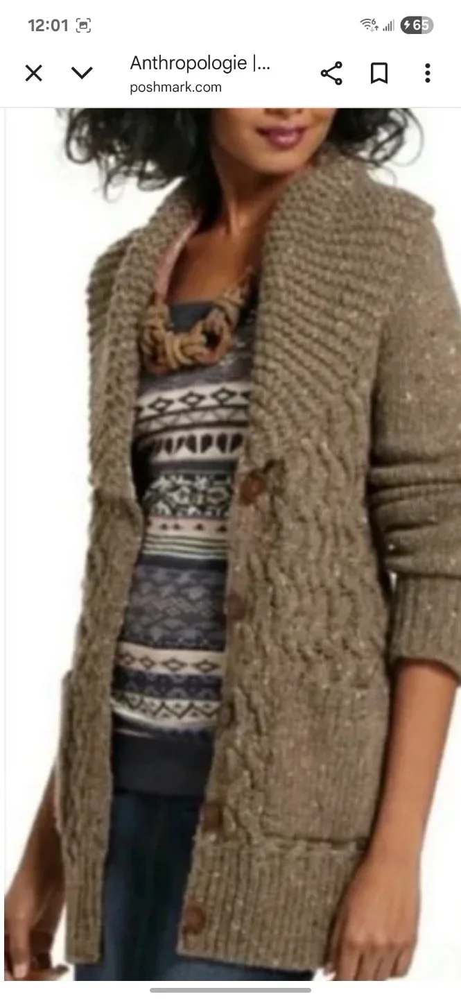 Anthropologie Isabel Sinclair Brown Knit Cardigan size Small image indicator(2)