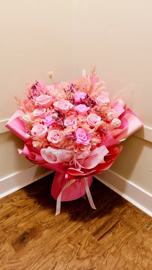 Beautiful preserved roses bouquet