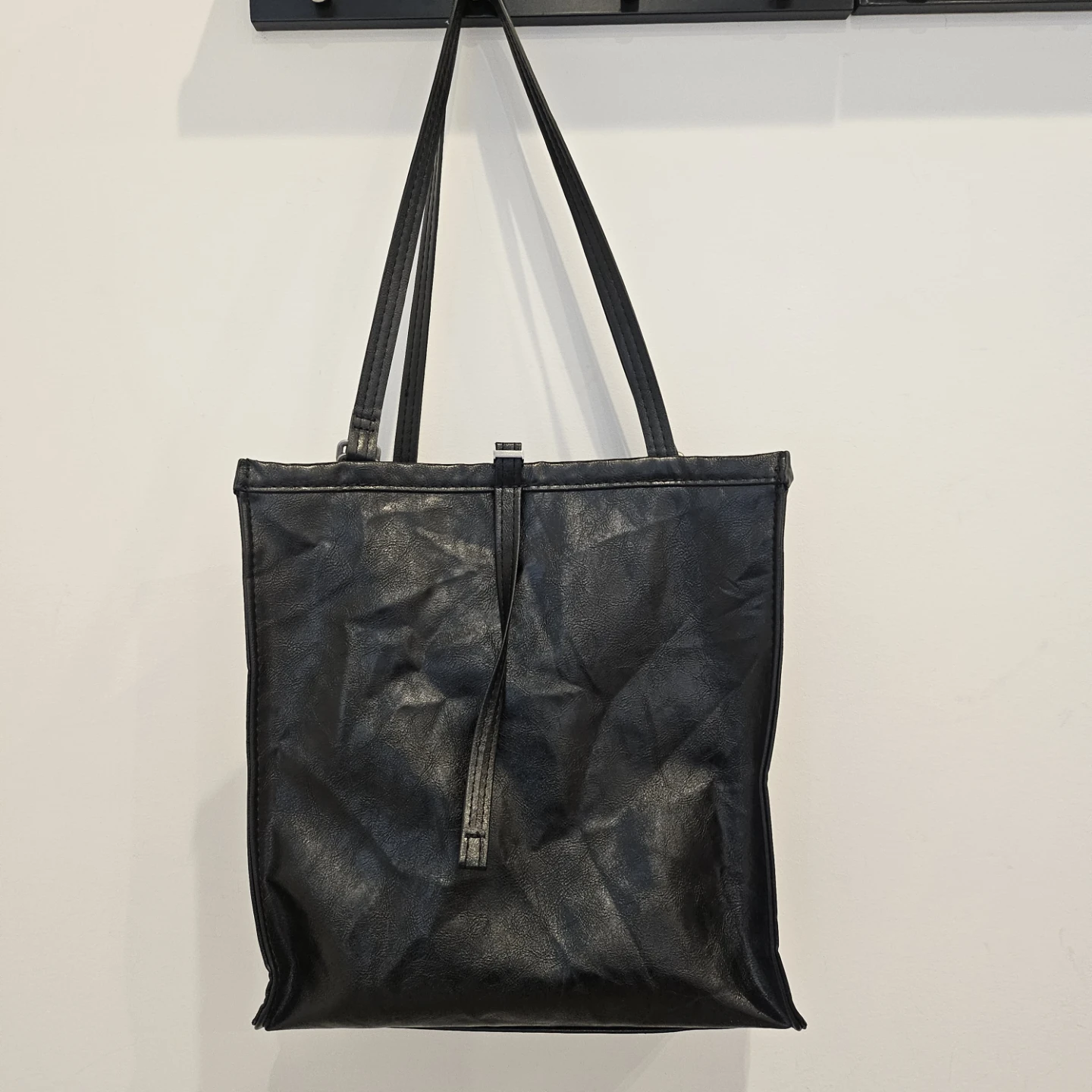Zara Black Leather Tote Bag
