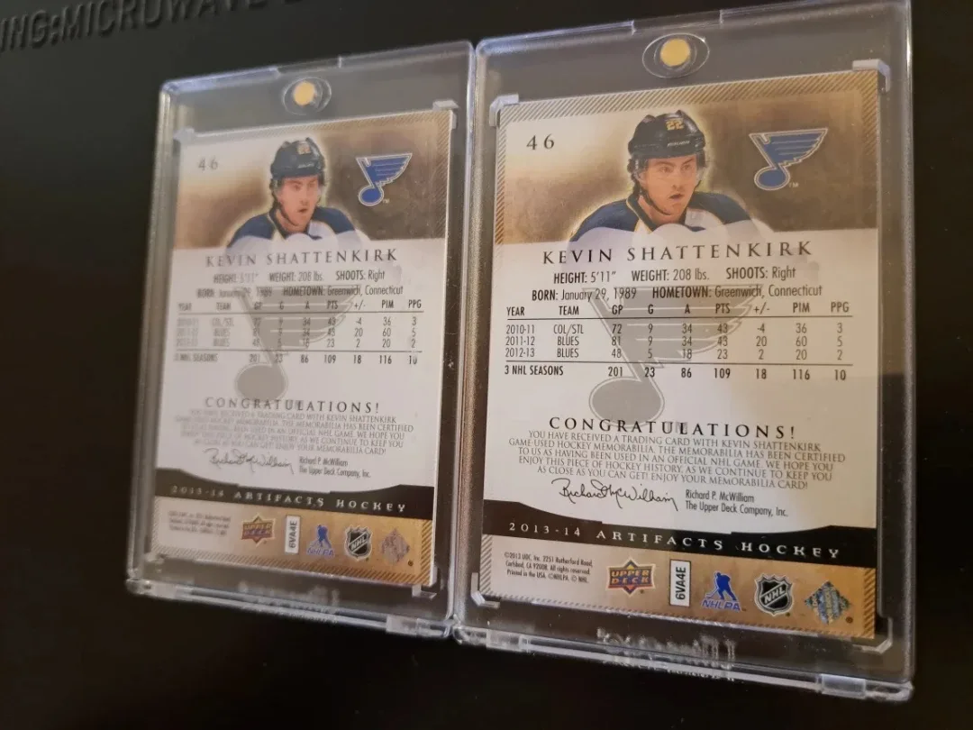 Kevin Shattenkirk 2013-14 Artifacts Hockey Card gold and Emerald image indicator(5)