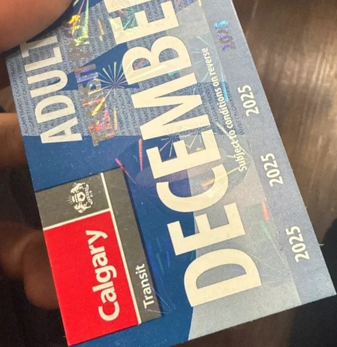 Calgary Transit Adult December 2025 Pass