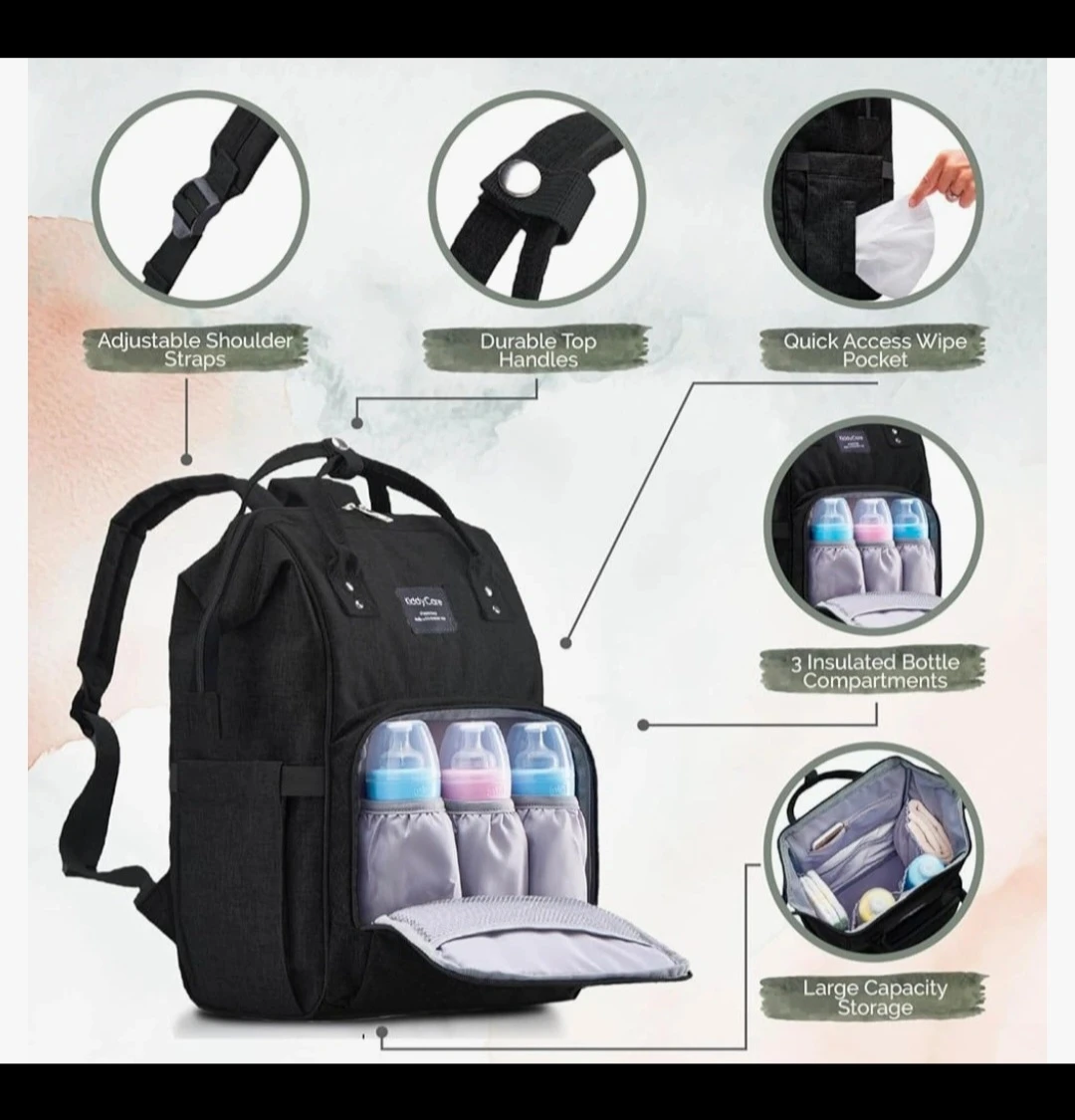 NEW Pink Color KiddyCare Diaper Bag Multi-Function Backpack - photo 2