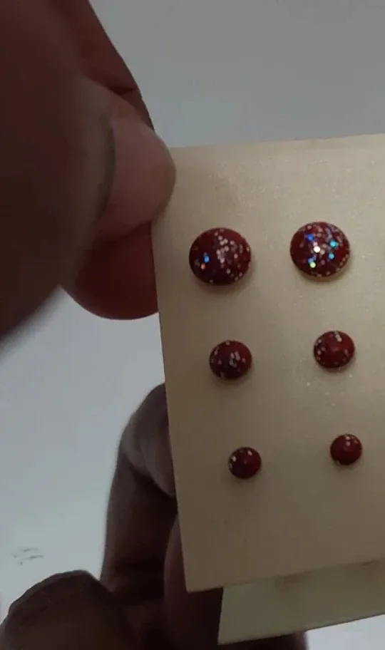 Red Glitter Stud Earrings - Set of Three pairs