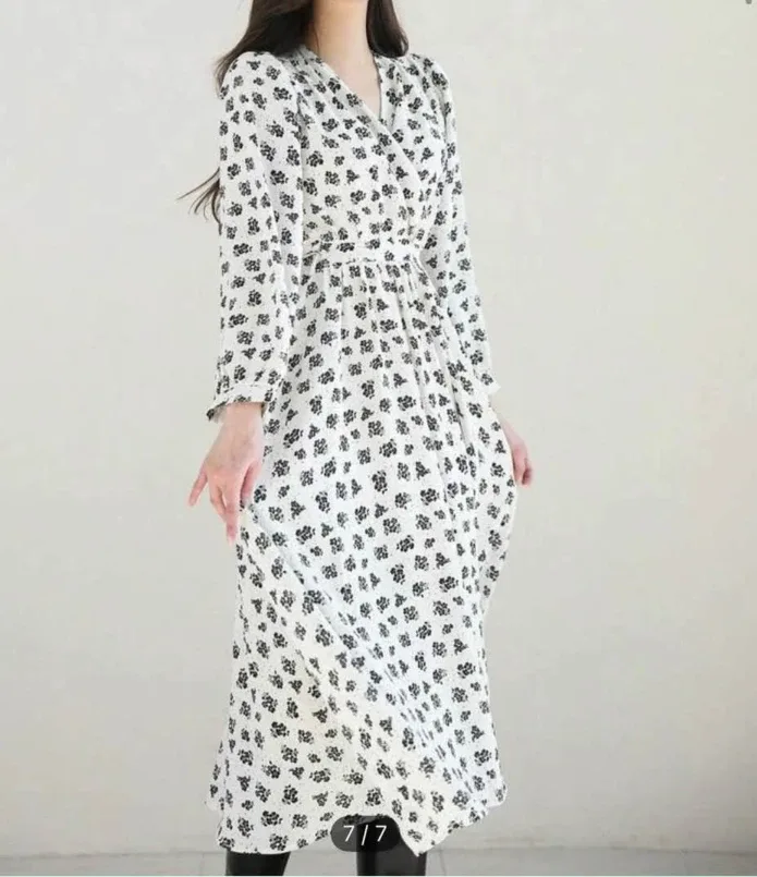 Floral Print Long Sleeve Midi Dress