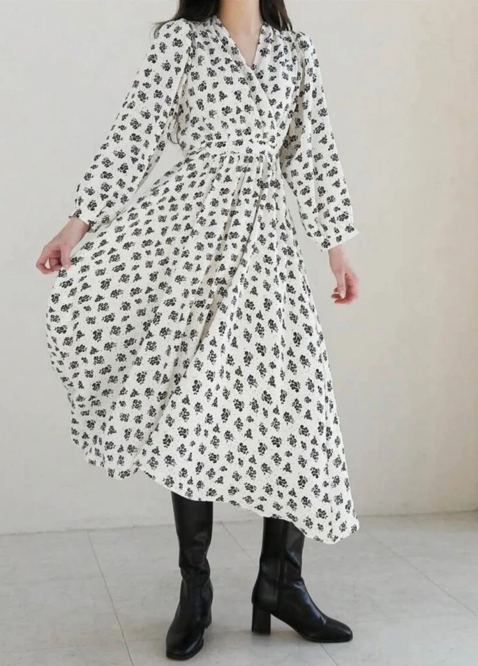 Floral Print Long Sleeve Midi Dress - photo 2