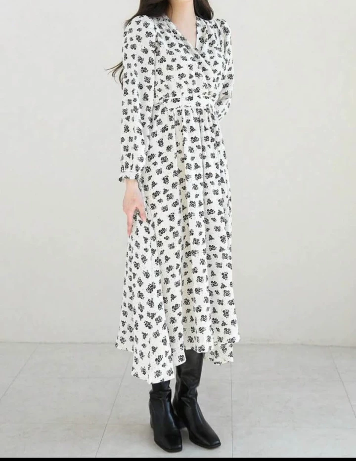 Floral Print Long Sleeve Midi Dress - photo 3