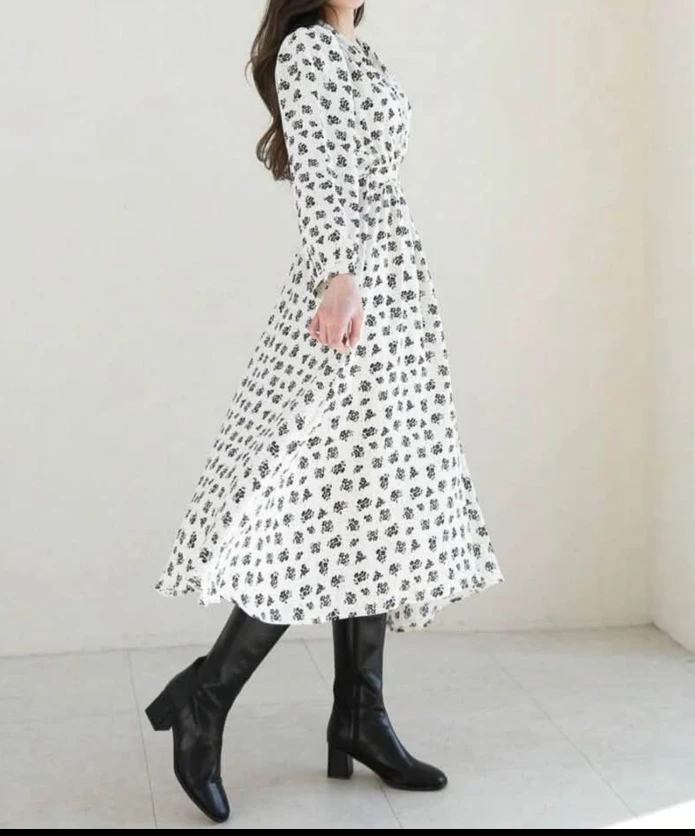 Floral Print Long Sleeve Midi Dress - photo 4
