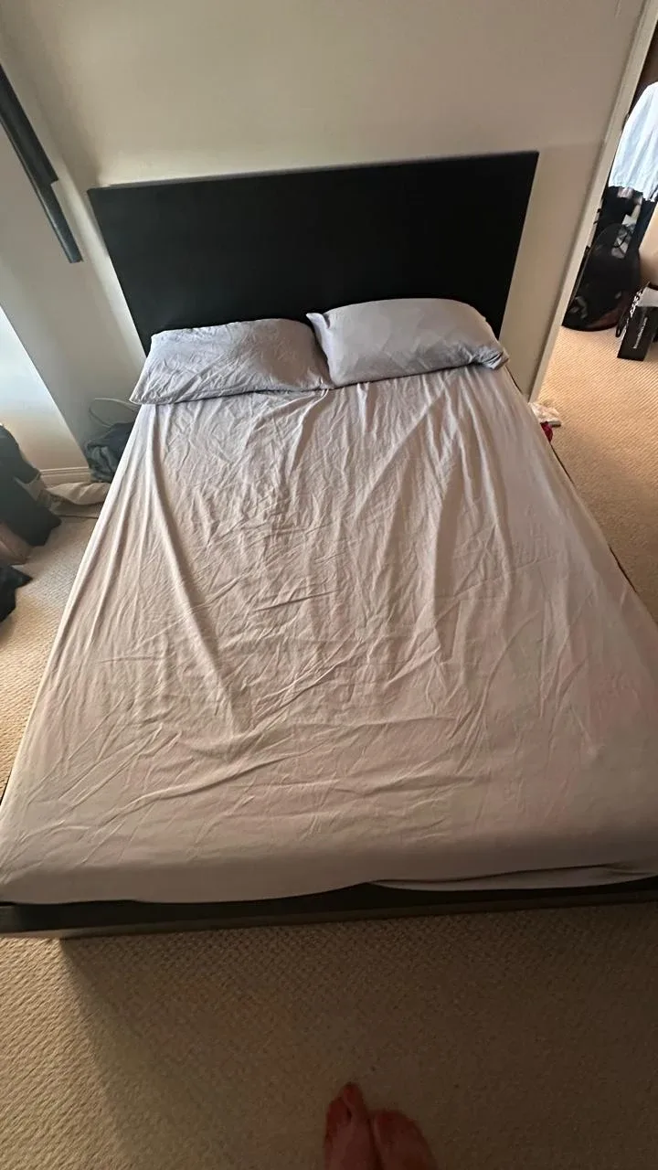 Ikea Full Size Bed Frame / wood slats, with Headboard & matrass image indicator(3)