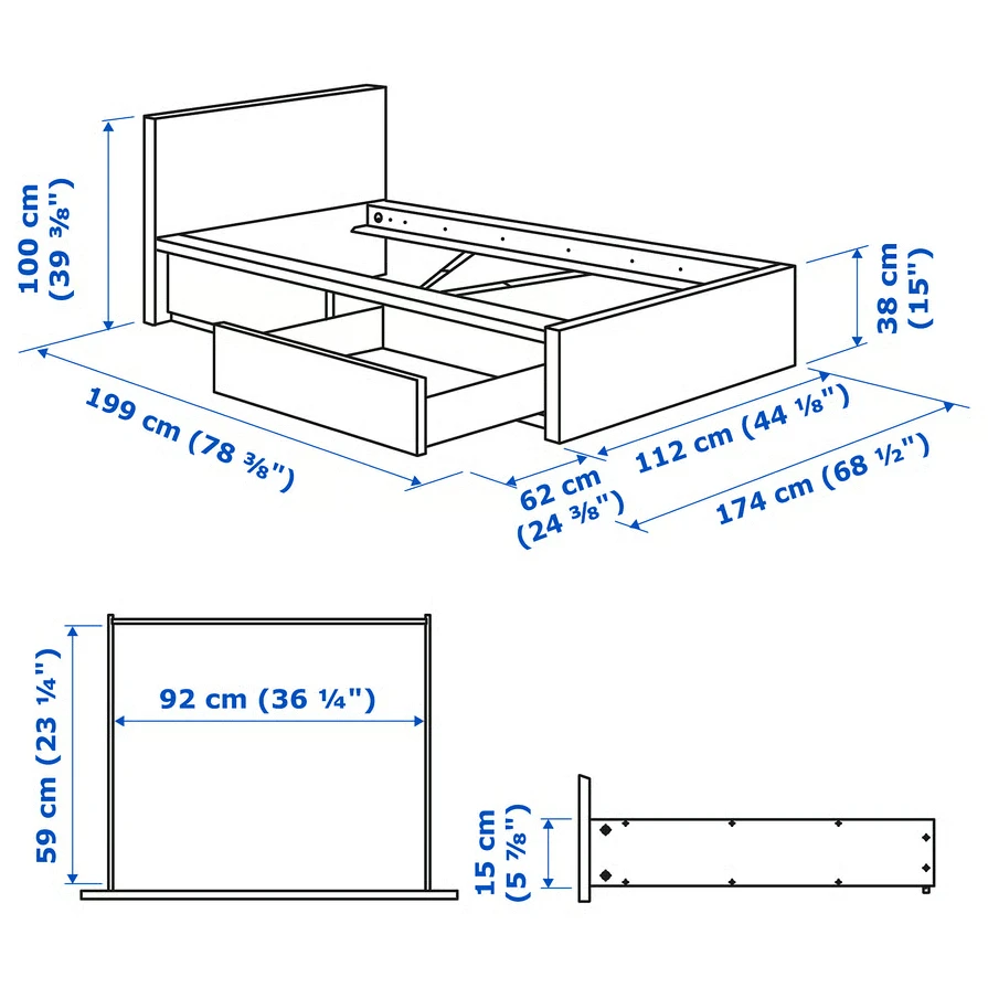 Twin Size IKEA bed with two drawers - photo 2